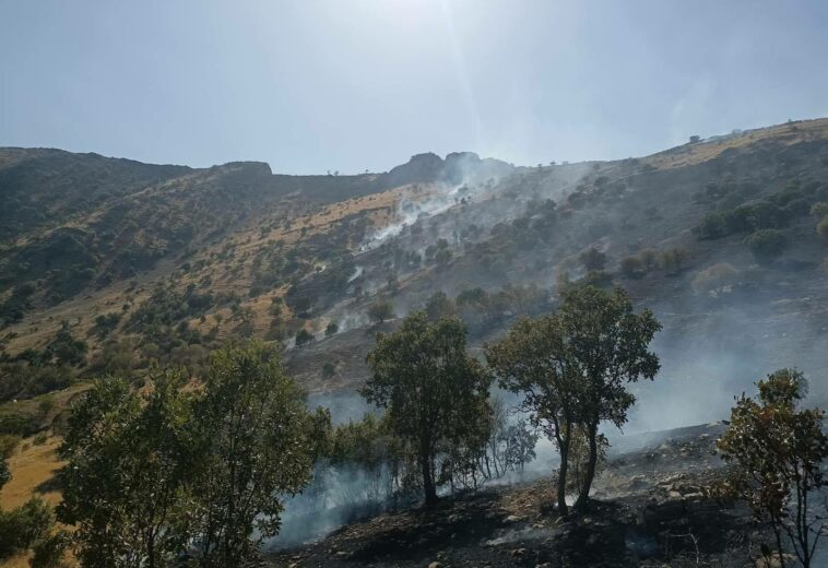 بە هۆکارێکی نادیار ئاگرکەوتەوە و سەدان دۆنم پووش و پاوان سووتا